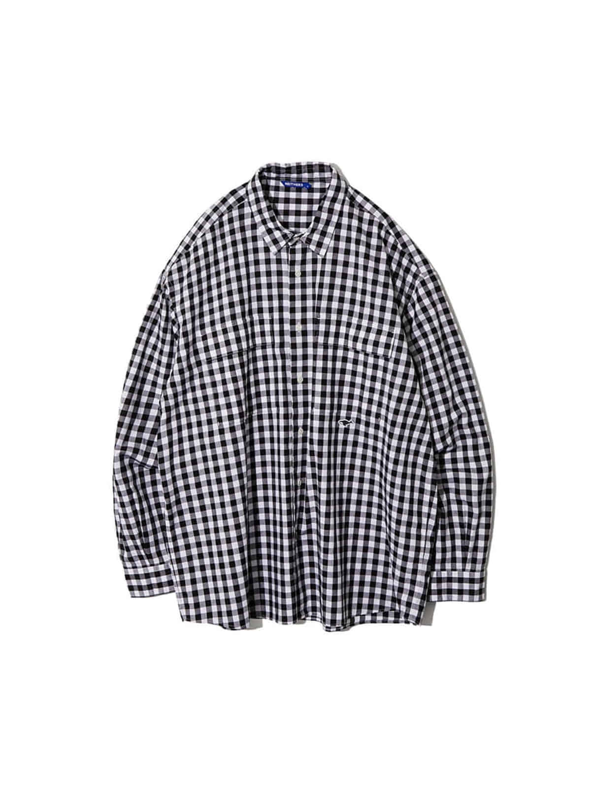 2-Pocket Wide Shirt (Black Gingham Check)