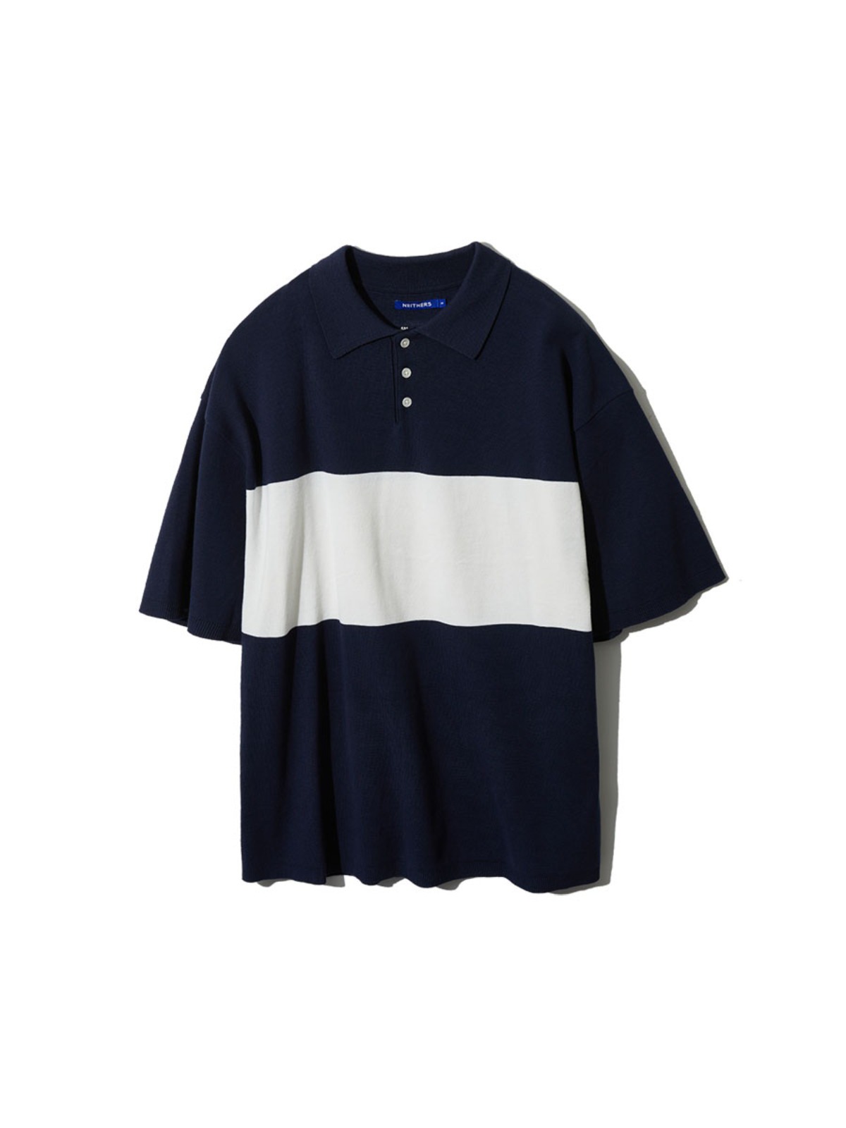Club Half Knit Shirt (Navy/White)