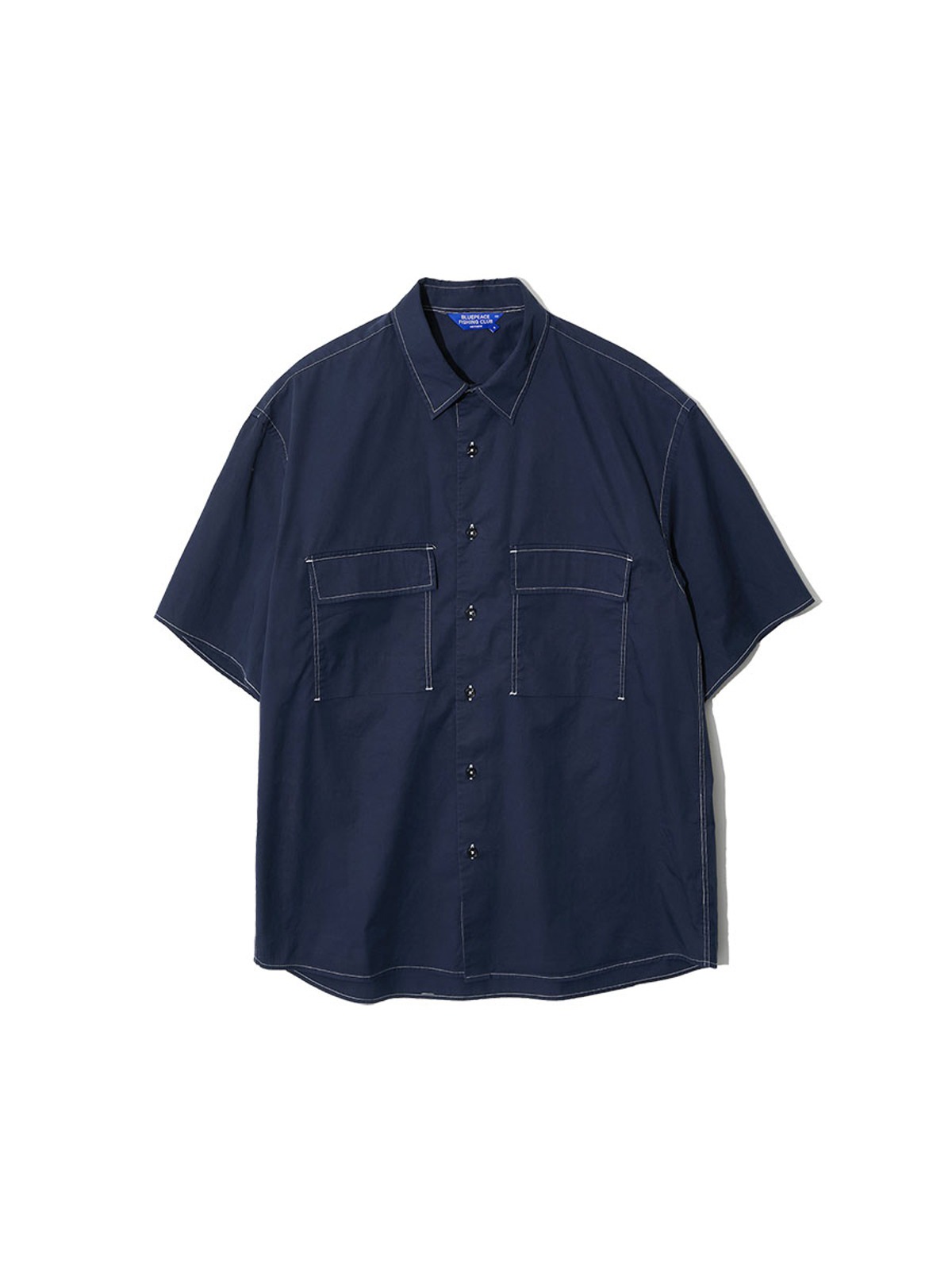 Garment Dyed 2-Pocket Wide S/S Shirt (Dark Navy)